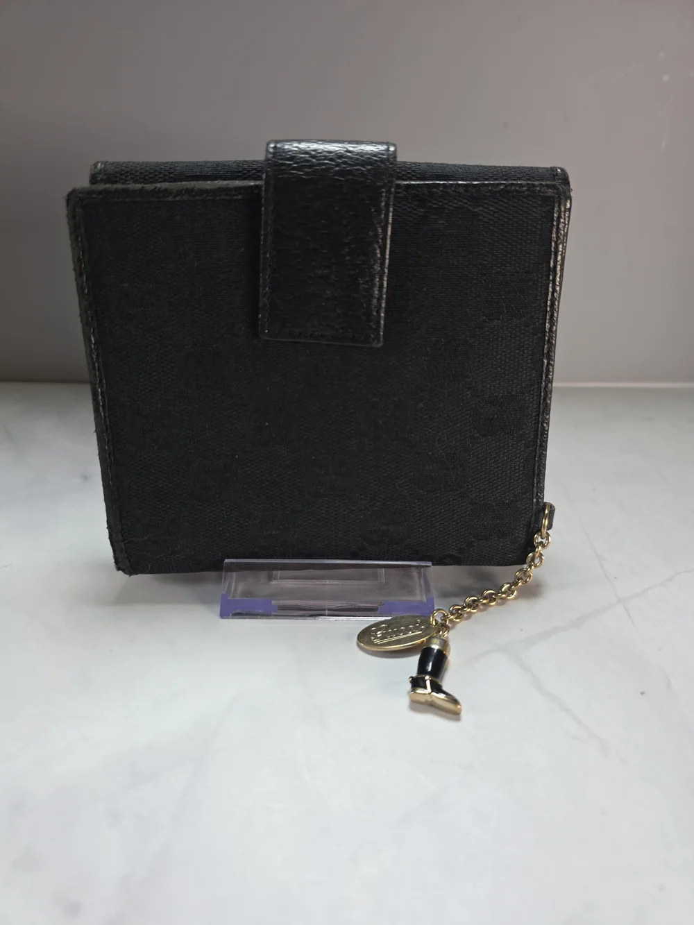 Authentic Gucci GG Canvas French Wallet w/ Signature Boot Charm | Black - Picture 2 of 9
